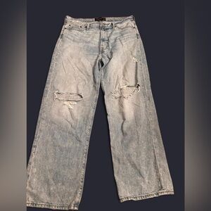 A&F Distressed Light Blue Men's Jeans